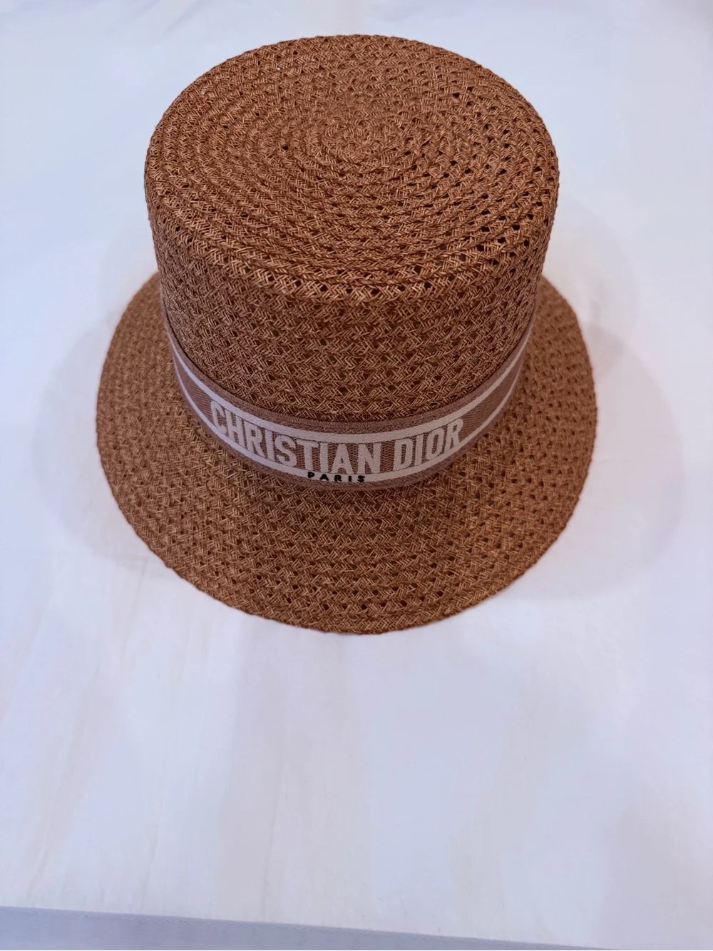 Dior Woven Straw Wide-Brim Hat - Copper Tan